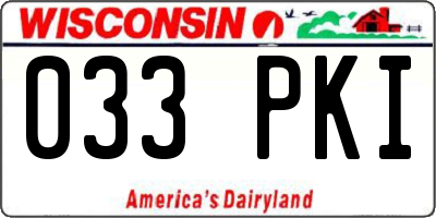 WI license plate 033PKI