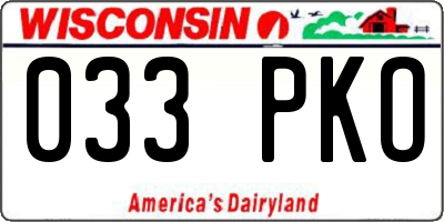 WI license plate 033PKO