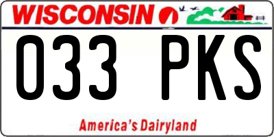 WI license plate 033PKS