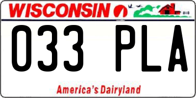 WI license plate 033PLA