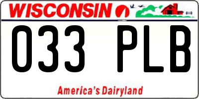 WI license plate 033PLB