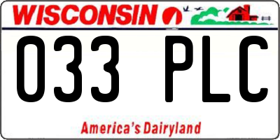 WI license plate 033PLC