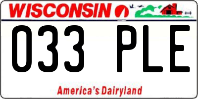 WI license plate 033PLE