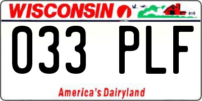WI license plate 033PLF