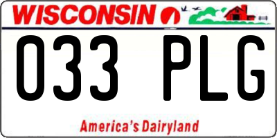 WI license plate 033PLG