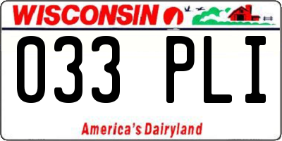 WI license plate 033PLI