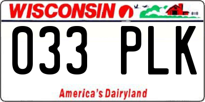 WI license plate 033PLK