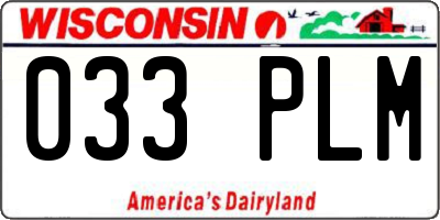 WI license plate 033PLM