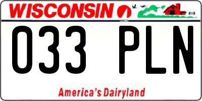 WI license plate 033PLN
