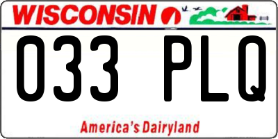 WI license plate 033PLQ