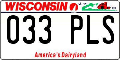 WI license plate 033PLS