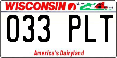 WI license plate 033PLT