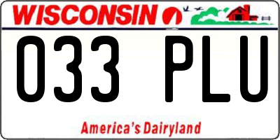 WI license plate 033PLU