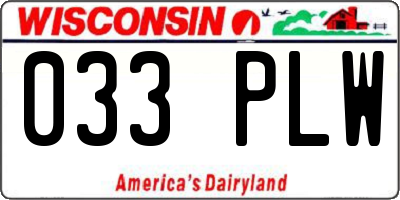 WI license plate 033PLW