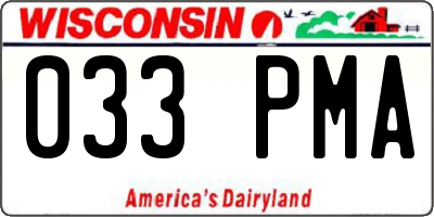 WI license plate 033PMA