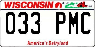 WI license plate 033PMC