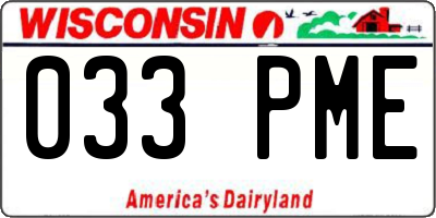 WI license plate 033PME