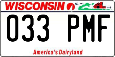 WI license plate 033PMF