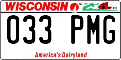 WI license plate 033PMG