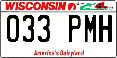WI license plate 033PMH