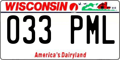 WI license plate 033PML
