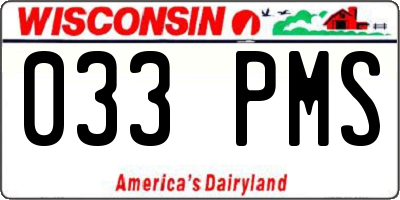 WI license plate 033PMS