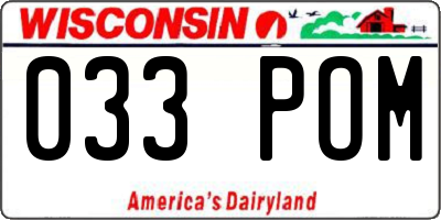 WI license plate 033POM