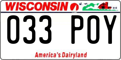 WI license plate 033POY