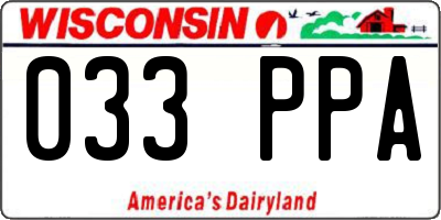 WI license plate 033PPA