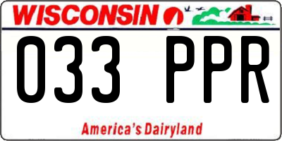 WI license plate 033PPR