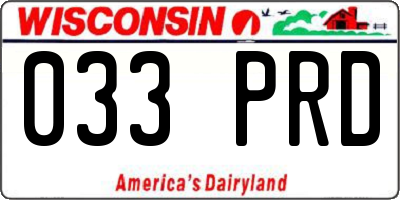 WI license plate 033PRD