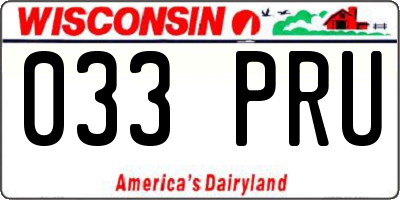 WI license plate 033PRU