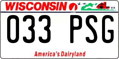 WI license plate 033PSG