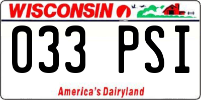 WI license plate 033PSI