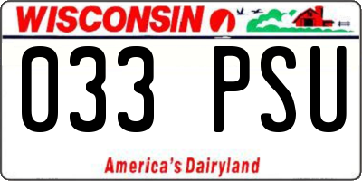 WI license plate 033PSU