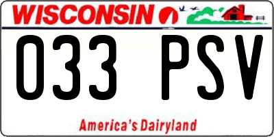 WI license plate 033PSV