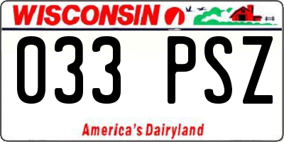 WI license plate 033PSZ