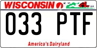 WI license plate 033PTF
