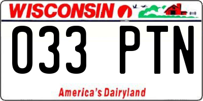 WI license plate 033PTN