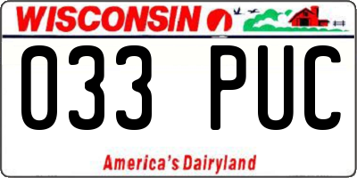 WI license plate 033PUC