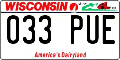 WI license plate 033PUE