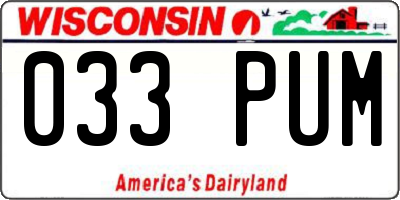 WI license plate 033PUM