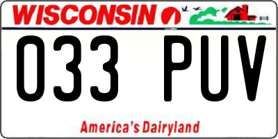 WI license plate 033PUV