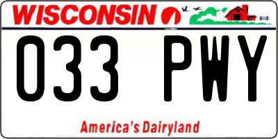 WI license plate 033PWY