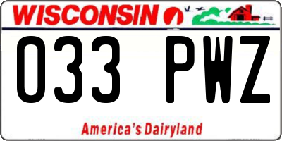 WI license plate 033PWZ