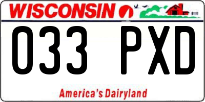 WI license plate 033PXD