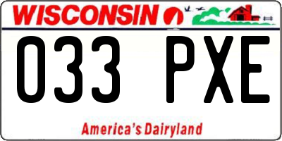 WI license plate 033PXE