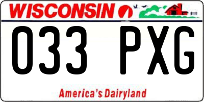 WI license plate 033PXG