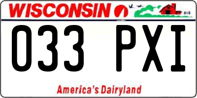WI license plate 033PXI