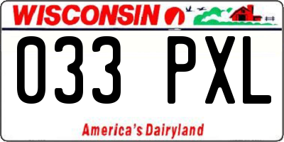 WI license plate 033PXL